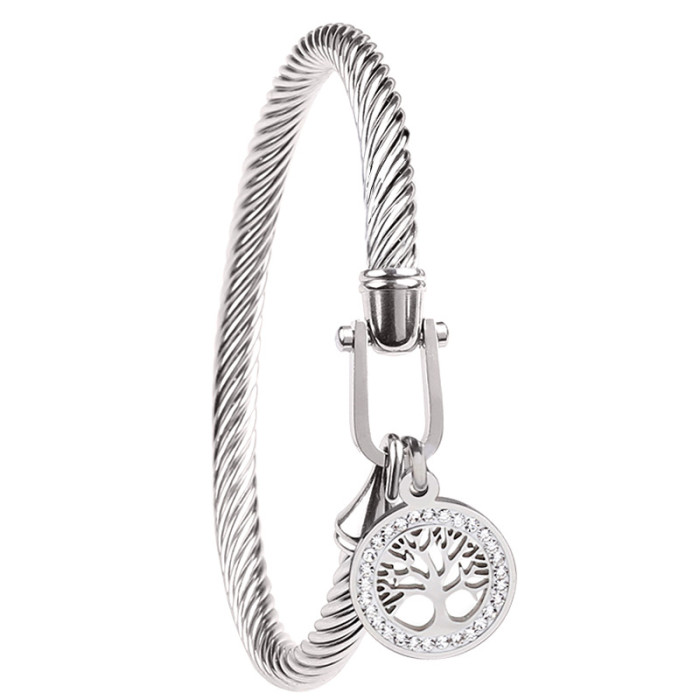 Manufacturer wholesale stainless steel tree of life bracelet for women, titanium steel women's heart pendant, metal-plated, in stock, European and American style bracelet