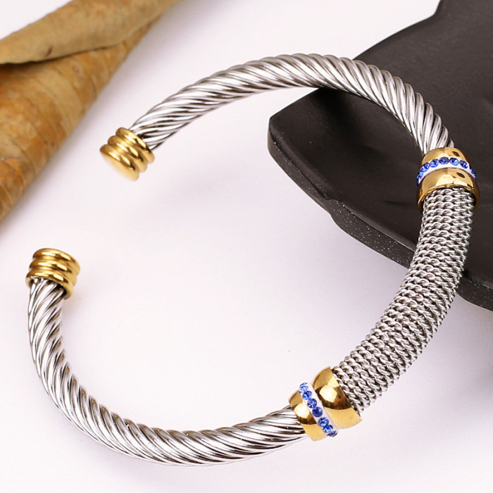 European and American woven titanium steel wire bracelet, 18k gold bracelet, rose gold elastic C-shaped diamond bracelet, manufacturer wholesale