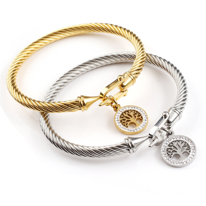 Manufacturer wholesale stainless steel tree of life bracelet for women, titanium steel women's heart pendant, metal-plated, in stock, European and American style bracelet