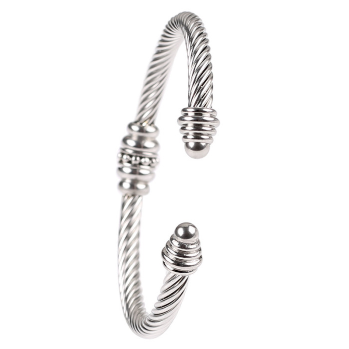 European and American stainless steel bracelet for women, 18K gold open twisted wire thin bracelet, fashionable twisted bangle, titanium steel bracelet