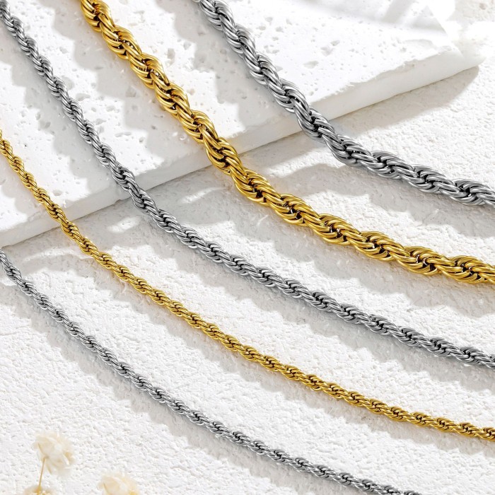Personalized Twisted Chain Stainless Steel Necklace, Titanium Steel Chain, Foreign Trade Jewelry, Wholesale Personali...