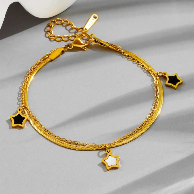 Korean-style new five-pointed star shell 18k gold necklace for women, light luxury with a high-end feel, niche design, simple bracelet set