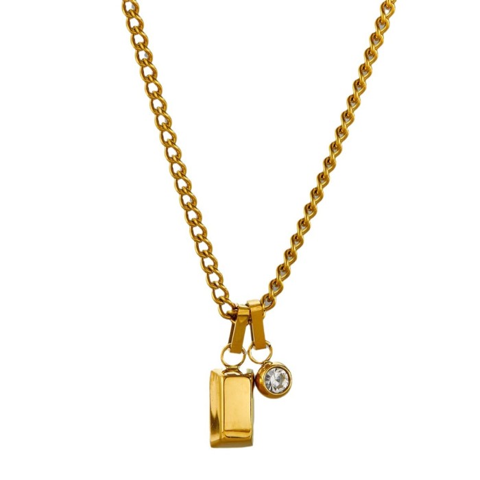 New European and American small diamond pendant necklace, INS-style high-end light luxury classic titanium steel necklace for women, jewelry manufacturer