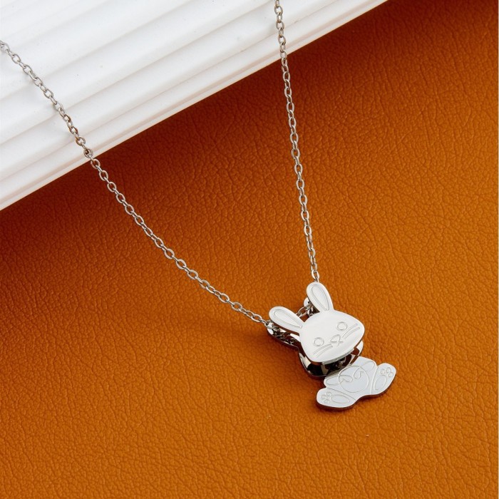 2024 New Mechanical Swinging Rabbit Cute and Adorable Zodiac Rabbit Necklace for Women, Simple and Sophisticated Versatile Accessory