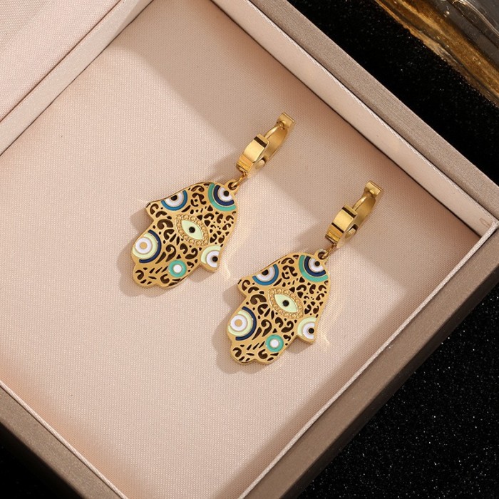 Cross-border hot-selling titanium steel necklace for women, oil-drip Buddha pendant, sweater chain, fashionable light luxury stainless steel necklace wholesale