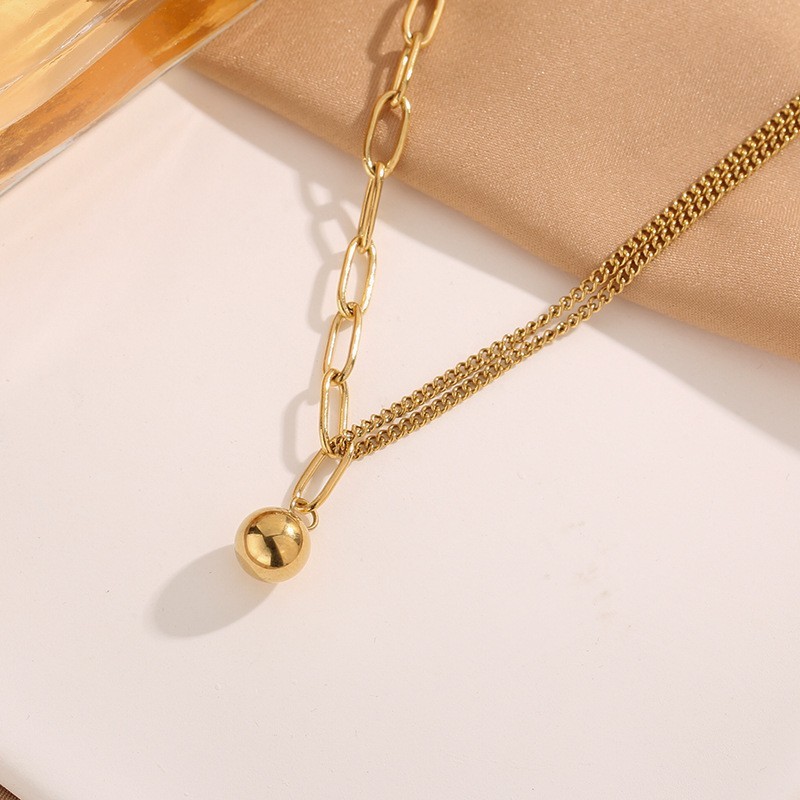 European and American cross-border wholesale: Women's small gold ball necklace, 2023 new trendy model, 18k gold, popular online, with a high-end feel