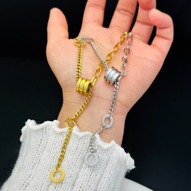 Cross-border Xiyin luxury popular titanium steel slim waist necklace for women, fashionable metallic style, niche design, classic accessory