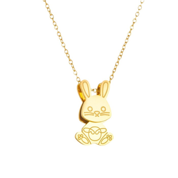 2024 New Mechanical Swinging Rabbit Cute and Adorable Zodiac Rabbit Necklace for Women, Simple and Sophisticated Versatile Accessory