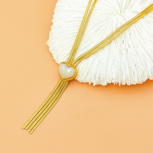 European and American niche design tassel necklace, 2023 new trendy women's autumn and winter live stream personalized pearl collarbone chain