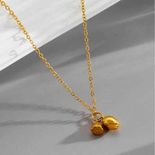 Elegant Lotus Necklace for Women, Titanium Steel Clavicle Chain, Light Luxury Accessory with Pendant Design