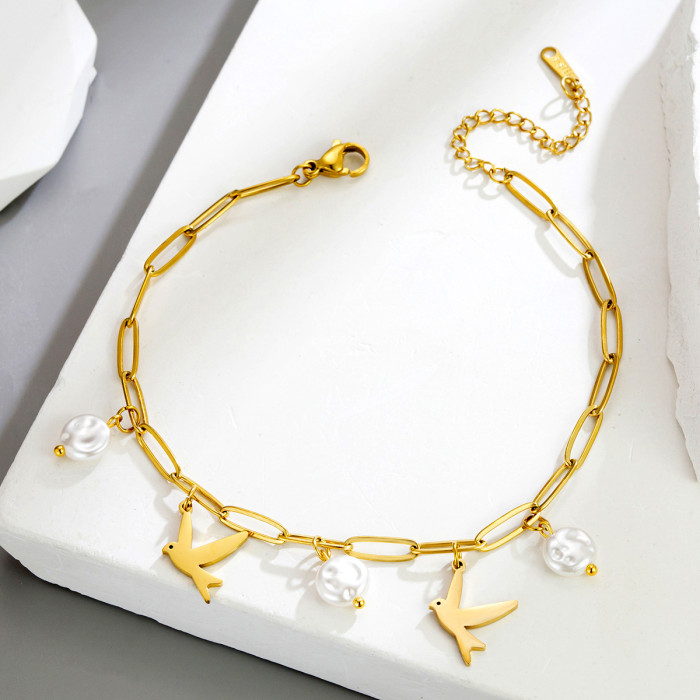 European and American cross-border butterfly minimalist wholesale tassel fashion stainless steel jewelry sun heart anklet shell necklace