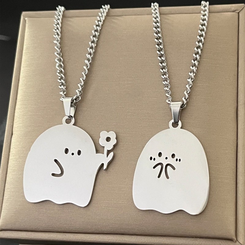 Little Ghost Necklace for Couples, Cute Cartoon New Creative Niche Personality Collarbone Chain Pendant, Yiwu Accessories for Autumn and Winter