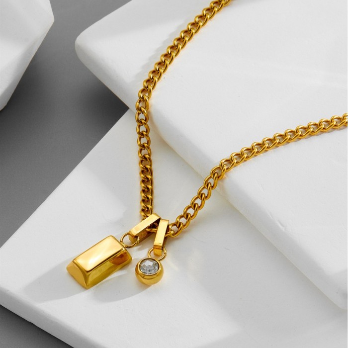 New European and American small diamond pendant necklace, INS-style high-end light luxury classic titanium steel necklace for women, jewelry manufacturer