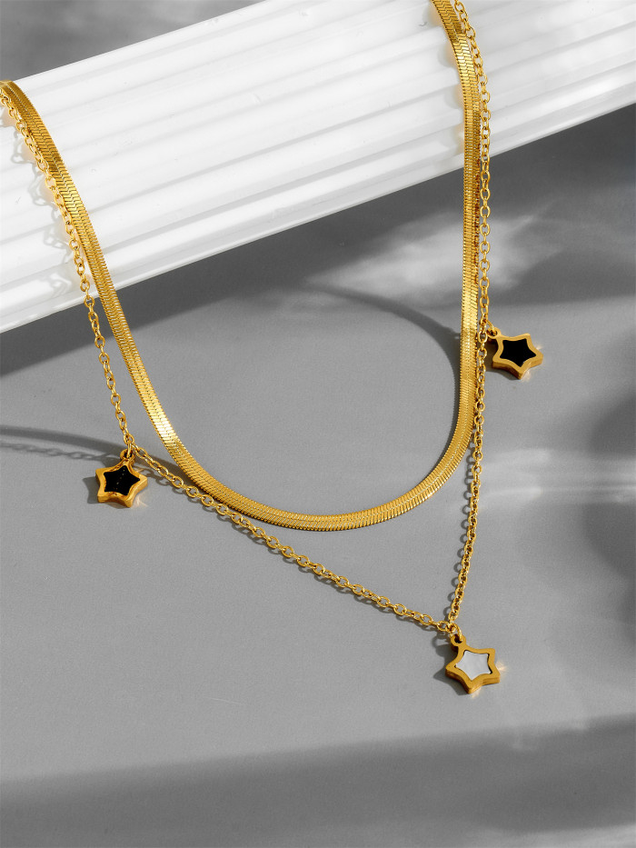 Korean-style New Five-pointed Star Shell 18K Gold Necklace for Women, Light Luxury with a High-end Feel, Niche Design...