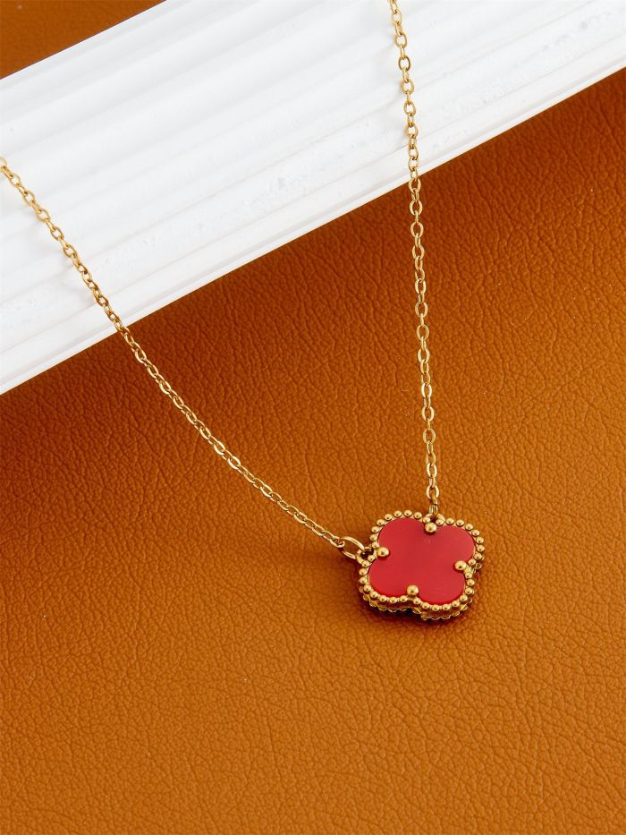 Four-leaf Clover Necklace for Women, Titanium Steel, Non-fading, Light Luxury, Niche Design, Popular Fashion, Versati...