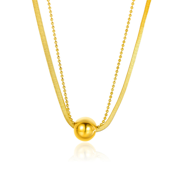 European and American ins trendy fashion personalized multi-layer necklace for women, stylish and versatile geometric titanium steel plated 18k gold collarbone chain