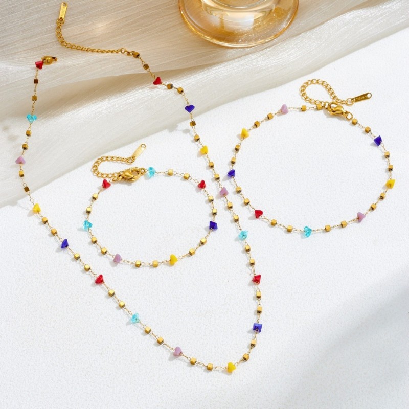 European and American INS cross-border new hot-selling high-end stainless steel necklace for women, inlaid with zirconia, square pendant necklace jewelry wholesale