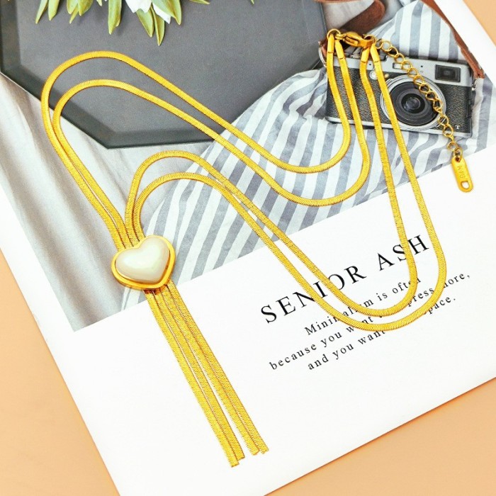 Niche Design Tassel Necklace, 2023 New Trendy Women's Autumn and Winter Live Stream Personalized Pearl Collarbone Chain