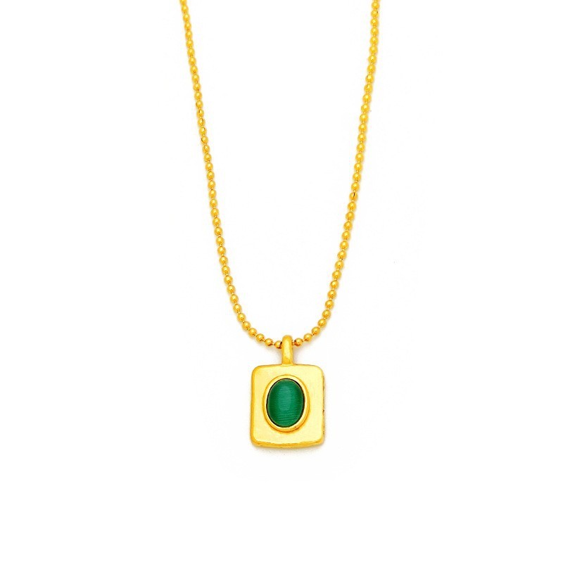 Niche luxury brand green crystal necklace for women, summer clavicle chain, decorative pendant, versatile with a high-end design sense