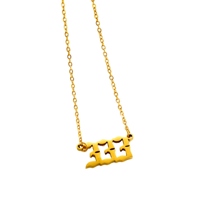 European and American fashion lucky number pendant 111-999 stainless steel necklace for women, versatile collarbone chain, ins-style accessory