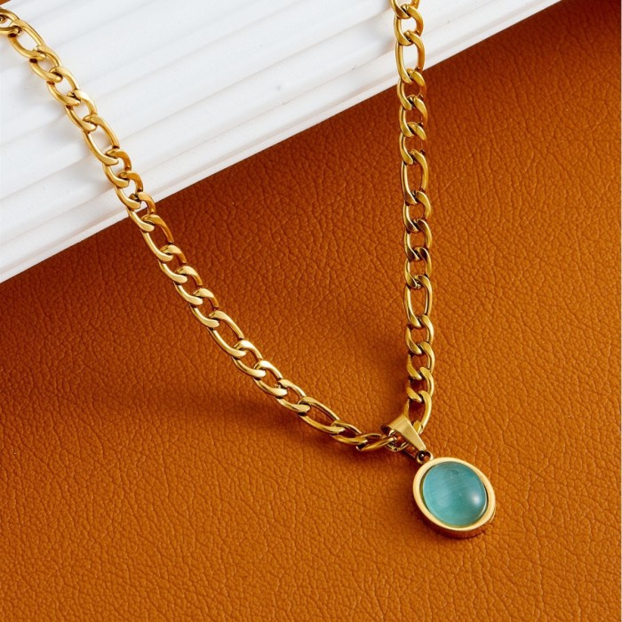 2023 New Cat's Eye Stone Pendant Necklace for Women, High-end French Design, Niche Light Luxury Clavicle Chain Sweate...