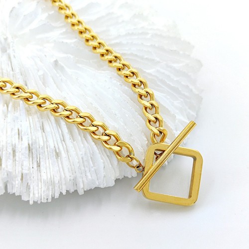 European and American hip-hop style OT clasp necklace, unisex collarbone chain, titanium steel, neutral style punk jewelry, unique, simple, stylish, and trendy