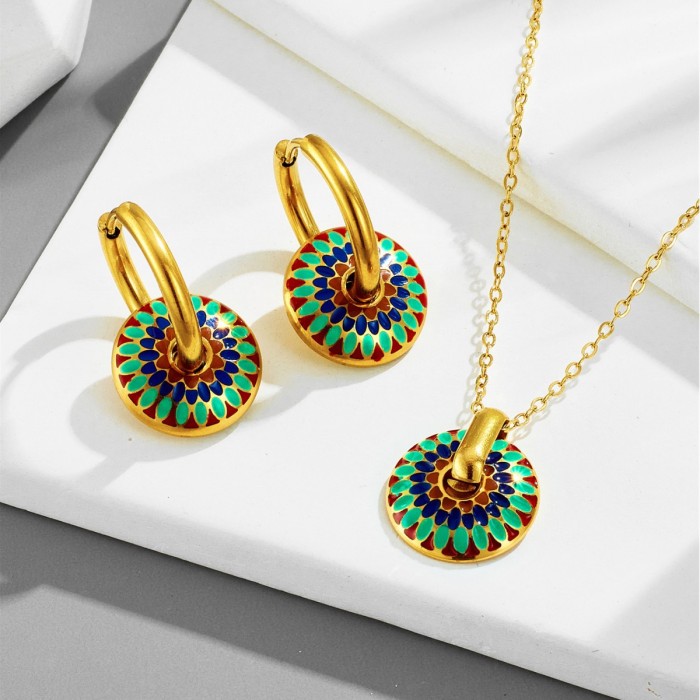 Cross-Border Wholesale Necklace Earrings Jewelry Set 2024 New High-Grade Titanium Steel Earrings Women's Jewelry Set Wholesale