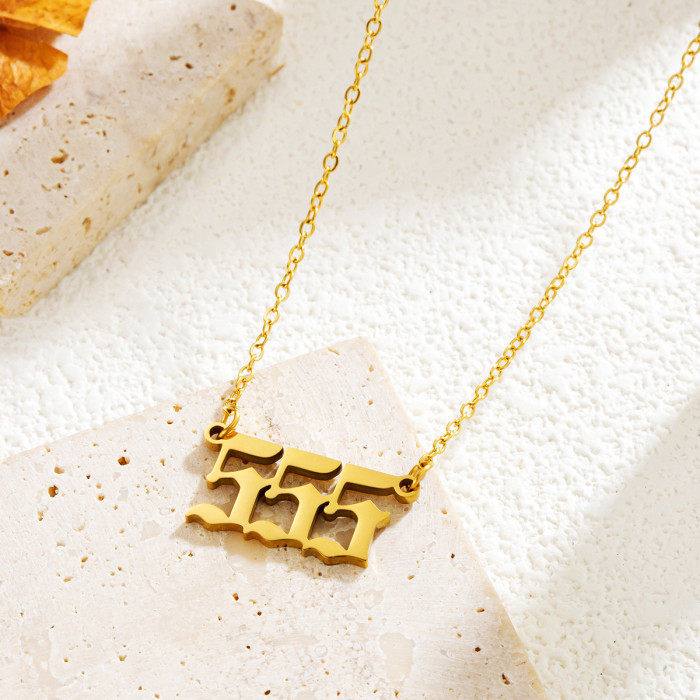 European and American fashion lucky number pendant 111-999 stainless steel necklace for women, versatile collarbone chain, ins-style accessory
