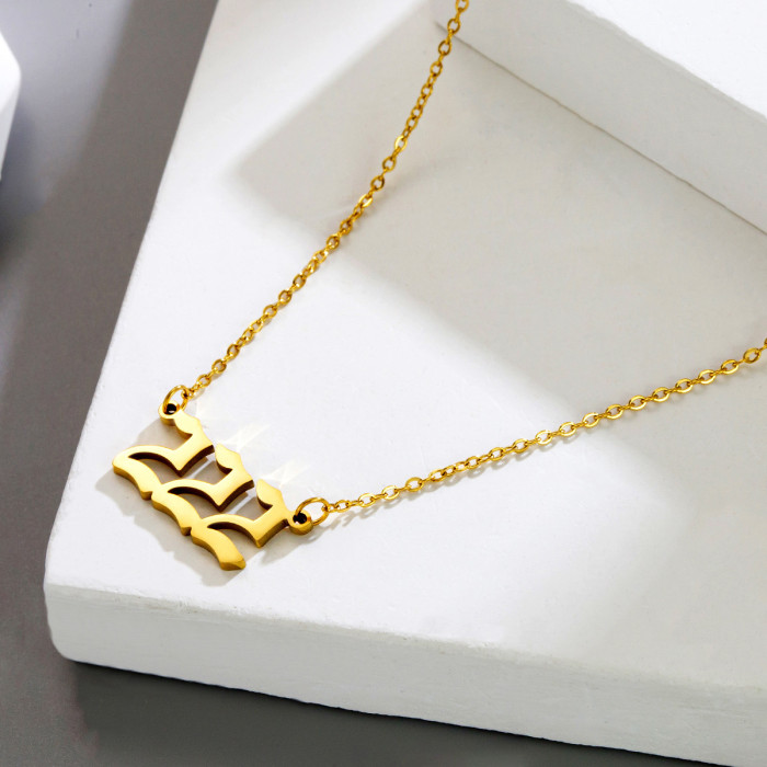 European and American fashion lucky number pendant 111-999 stainless steel necklace for women, versatile collarbone chain, ins-style accessory