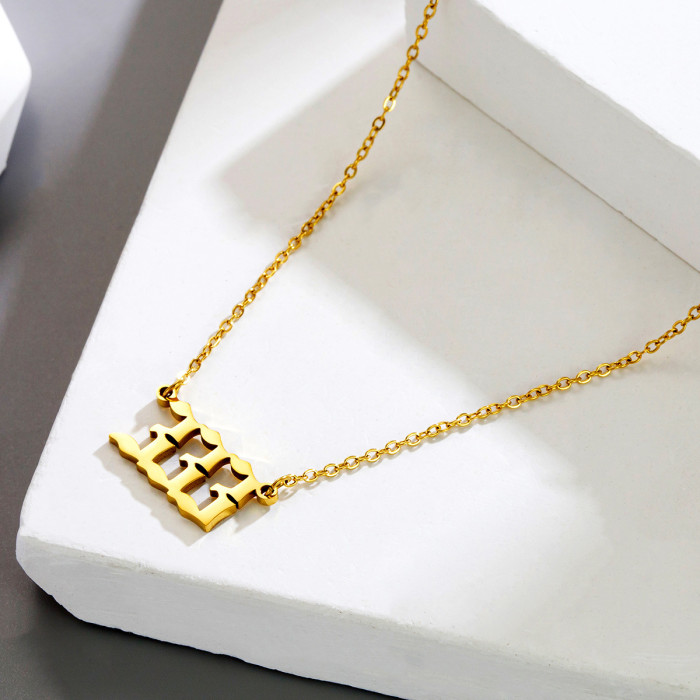 European and American fashion lucky number pendant 111-999 stainless steel necklace for women, versatile collarbone chain, ins-style accessory