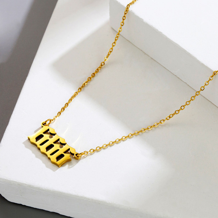 European and American fashion lucky number pendant 111-999 stainless steel necklace for women, versatile collarbone chain, ins-style accessory