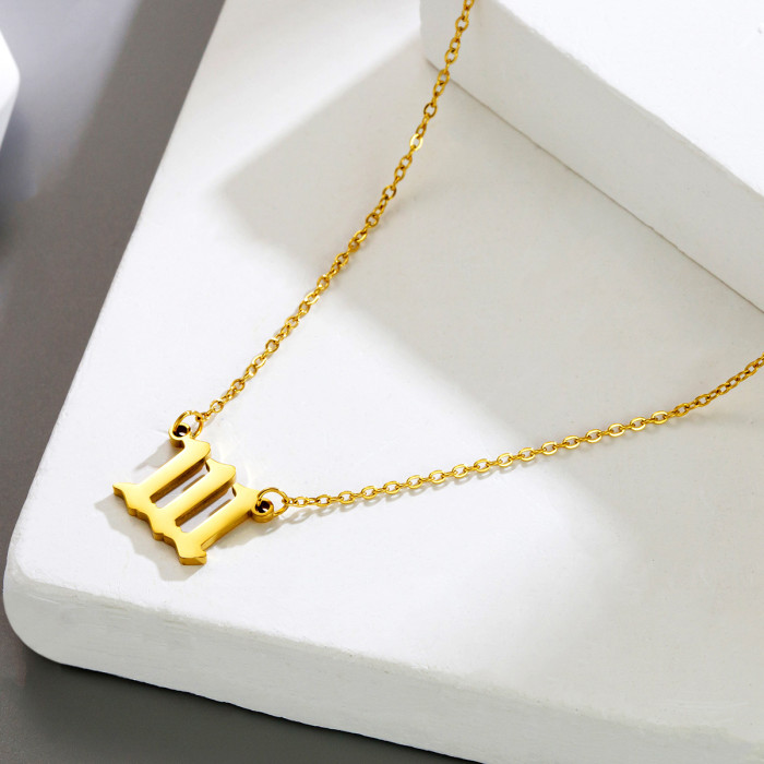 European and American fashion lucky number pendant 111-999 stainless steel necklace for women, versatile collarbone chain, ins-style accessory