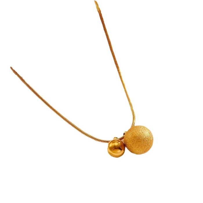 New simple frosted ball small gold ball titanium steel necklace for women, unique design clavicle chain, non-fading trendy accessory