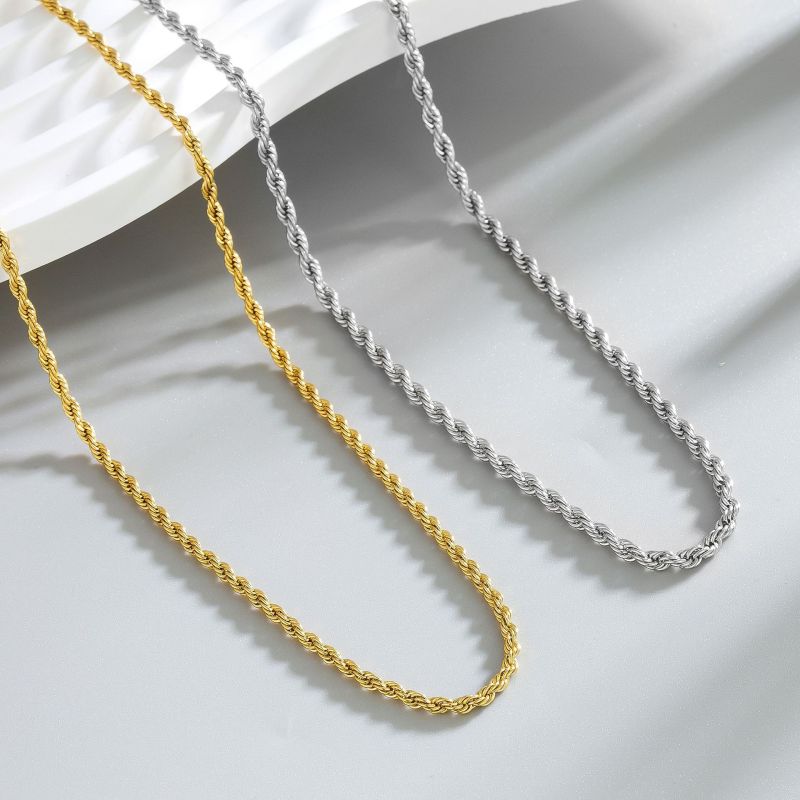 Fashionable minimalist twisted necklace, stainless steel twisted chain jewelry necklace, versatile sweater chain jewelry wholesale