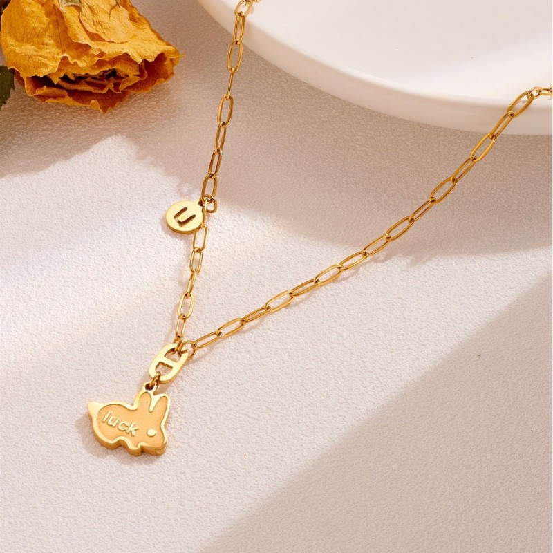 2024 New Zodiac Rabbit Light Luxury Niche Pendant Necklace for Women, Titanium Steel Clavicle Chain, Non-Fading