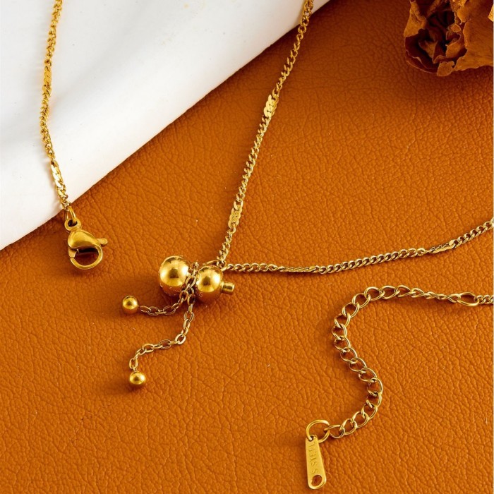 2024 Best-Selling Gourd-Shaped 18k Titanium Steel Gold Necklace, Popular on Instagram, Stylish and Trendy Necklace