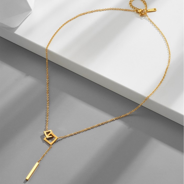 Titanium steel light luxury fashion new European and American style necklace for women, Korean simple ins trendy personality versatile forest-style tassel collarbone chain