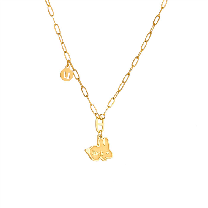 2024 New Zodiac Rabbit Light Luxury Niche Pendant Necklace for Women, Titanium Steel Clavicle Chain, Non-Fading