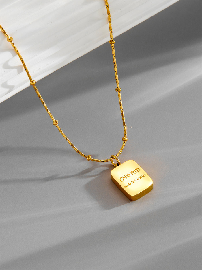 Double-sided letter square bead necklace, simple and stylish minimalist style, elegant women's accessory, wholesale versatile collarbone chain