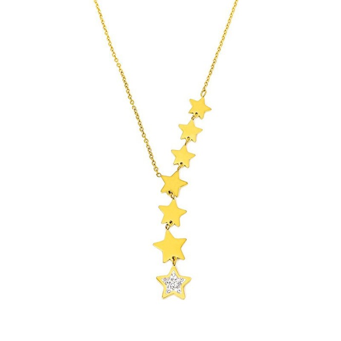 New cross-border wholesale European and American popular star necklace clavicle chain for women, versatile, stylish, exquisite, fashionable titanium steel tassel
