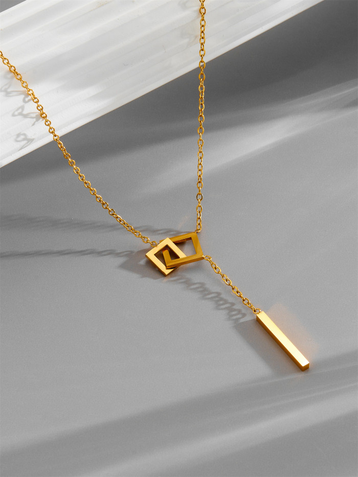 Titanium steel light luxury fashion new European and American style necklace for women, Korean simple ins trendy personality versatile forest-style tassel collarbone chain