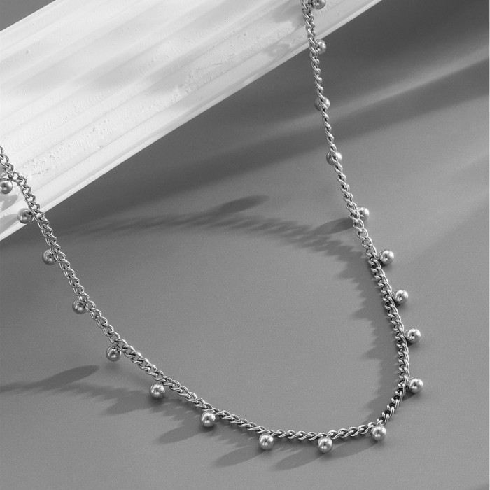 European and American style lace gold bead necklace, titanium steel electroplated 18K gold layered collarbone chain for women, starry sky choker wholesale