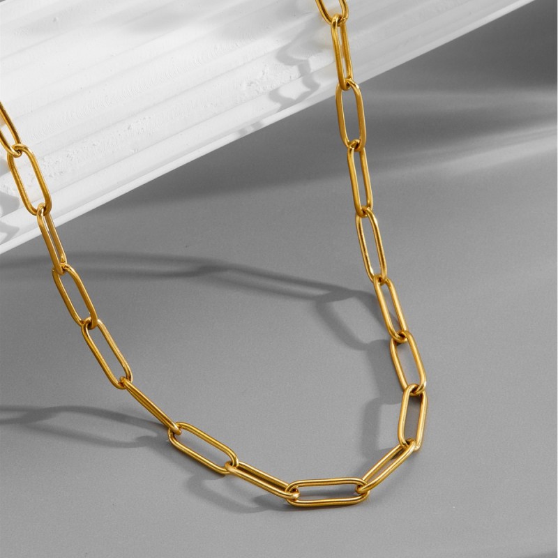 Cross-border jewelry ins-style fashion cross chain necklace, stainless steel necklace, collarbone chain, flat long O-chain necklace for women