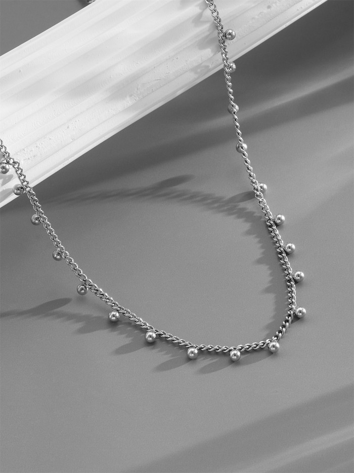 European and American style lace gold bead necklace, titanium steel electroplated 18K gold layered collarbone chain for women, starry sky choker wholesale