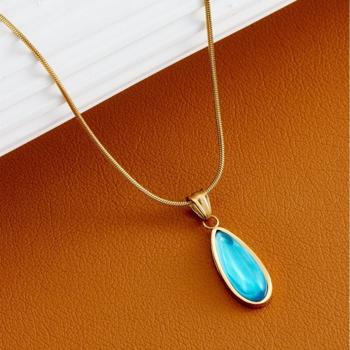 New women's necklace, light luxury niche design, water drop shape, non-fading, long clavicle chain, suitable for autumn and winter, sweater chain, neck chain, clavicle necklace