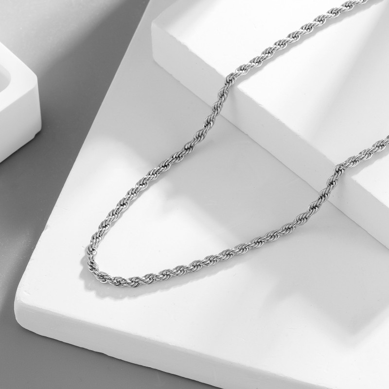 Fashionable minimalist twisted necklace, stainless steel twisted chain jewelry necklace, versatile sweater chain jewelry wholesale