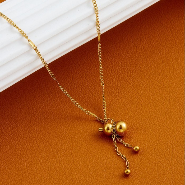 2024 Best-Selling Gourd-Shaped 18k Titanium Steel Gold Necklace, Popular on Instagram, Stylish and Trendy Necklace