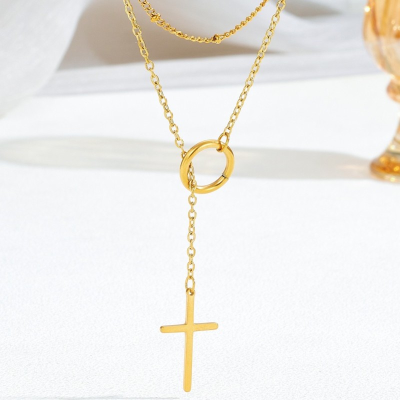 Cross-border bestseller: Simple figure-eight cross necklace jewelry, trendy clavicle chain for European and American women