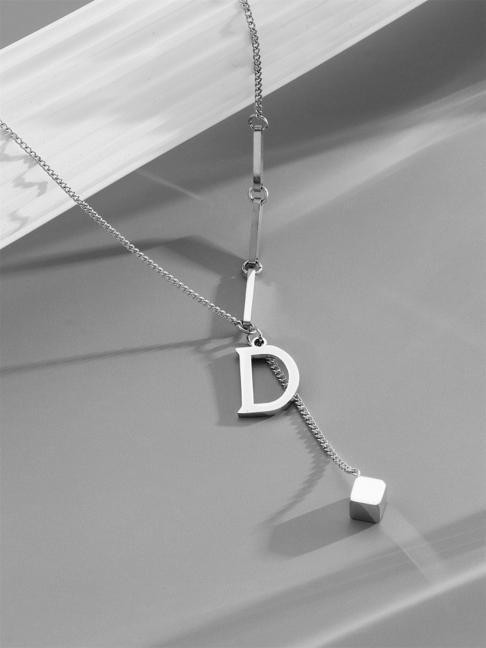 【Non-fading】Stainless steel punk hip-hop style necklace, trendy and simple front-clasp collarbone chain wholesale