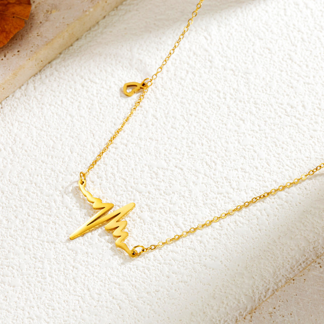 Korean and Japanese fashion accessories: stylish and sexy lightning ECG pendant necklace, trendy titanium steel necklace and bracelet